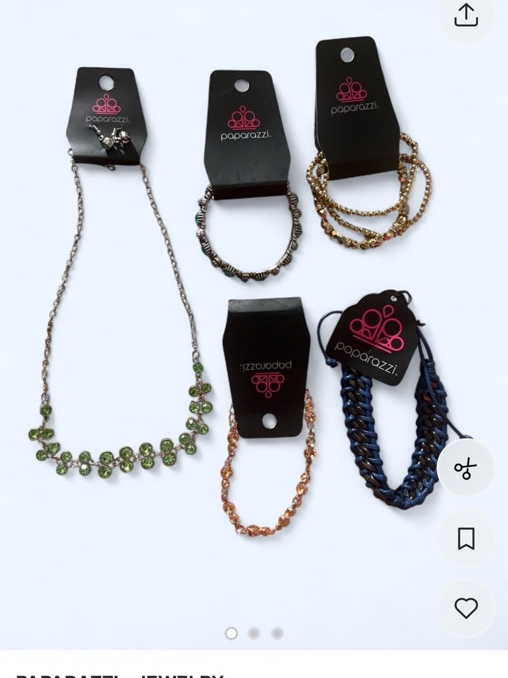 Paparazzi Green Crystal Necklace with Mixed Metal and Navy Accents